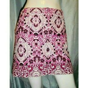 Skirt 6 M LOFT Graphic Bandana Print Purple Black